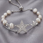 Star & Pearl Layered Adjustable Bracelet