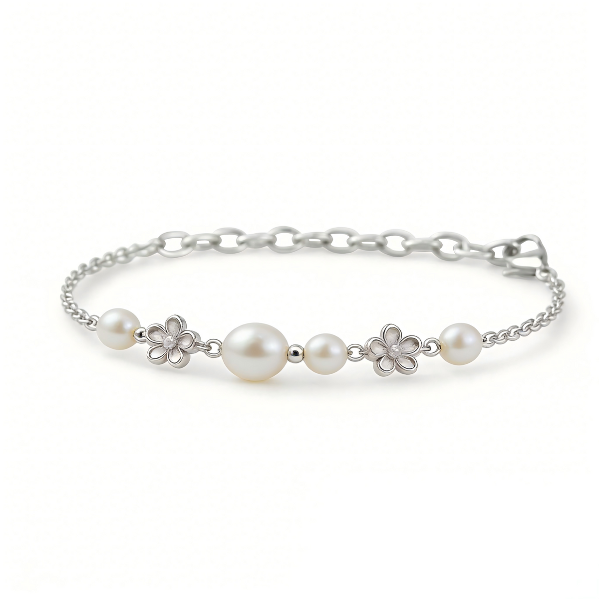 Floral Pearl Chain Bracelet