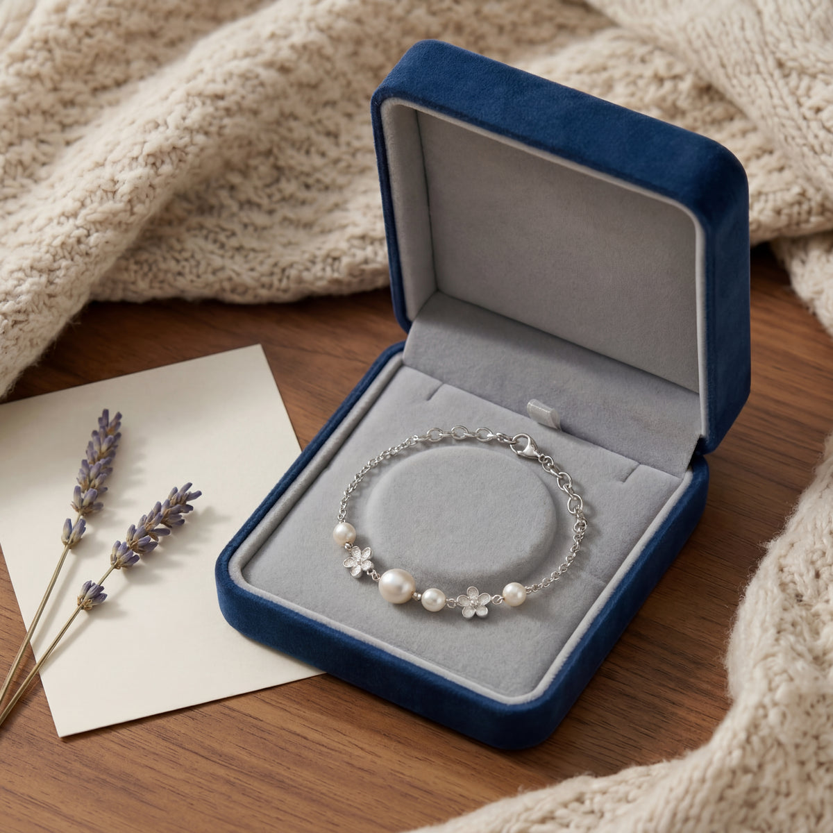 Floral Pearl Chain Bracelet