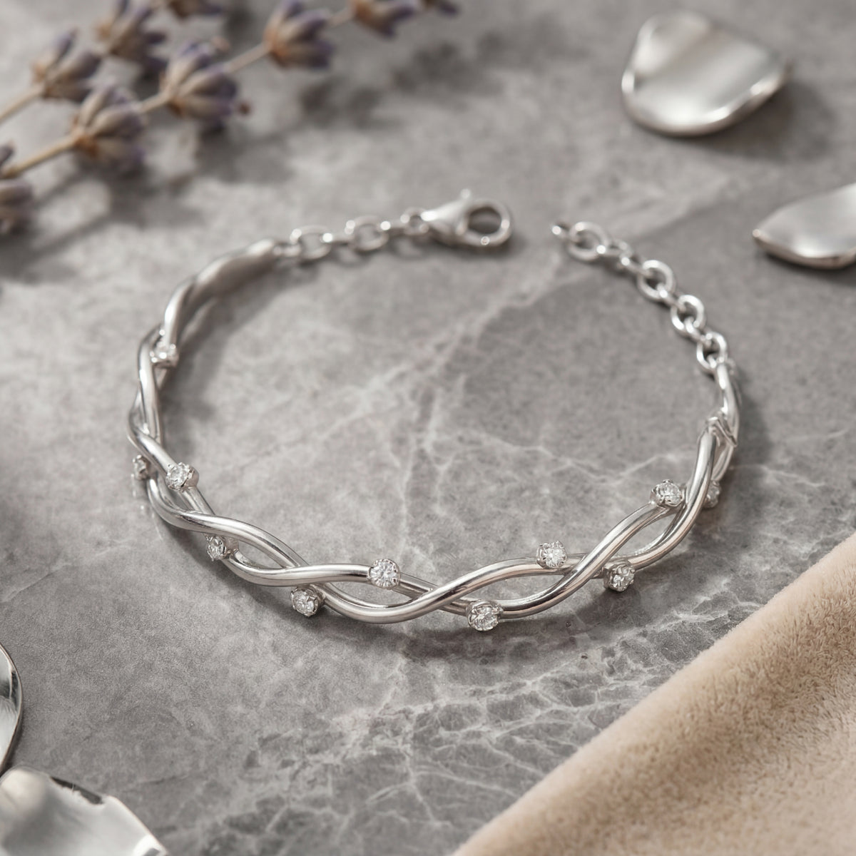 Twisted Wave Crystal Bracelet