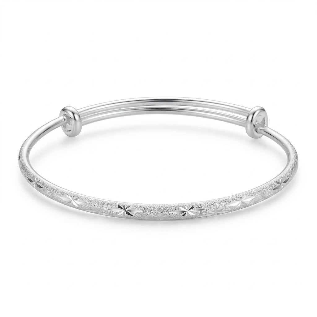 Minimalist Textured Silver-Tone Bangle