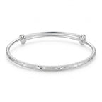 Minimalist Textured Silver-Tone Bangle
