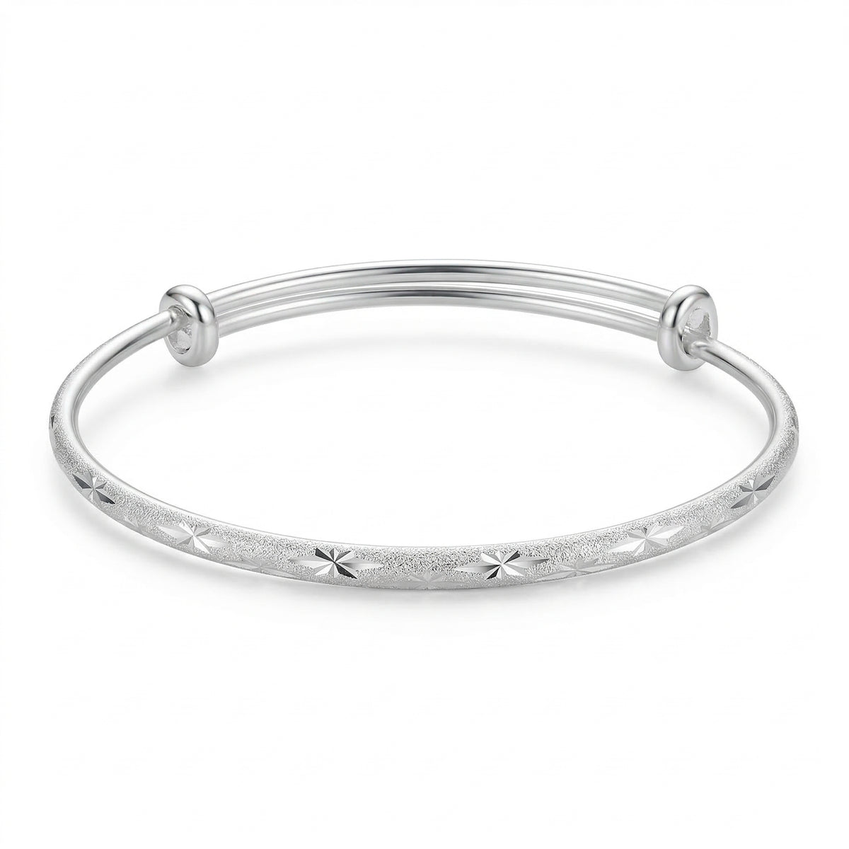 Minimalist Textured Silver-Tone Bangle