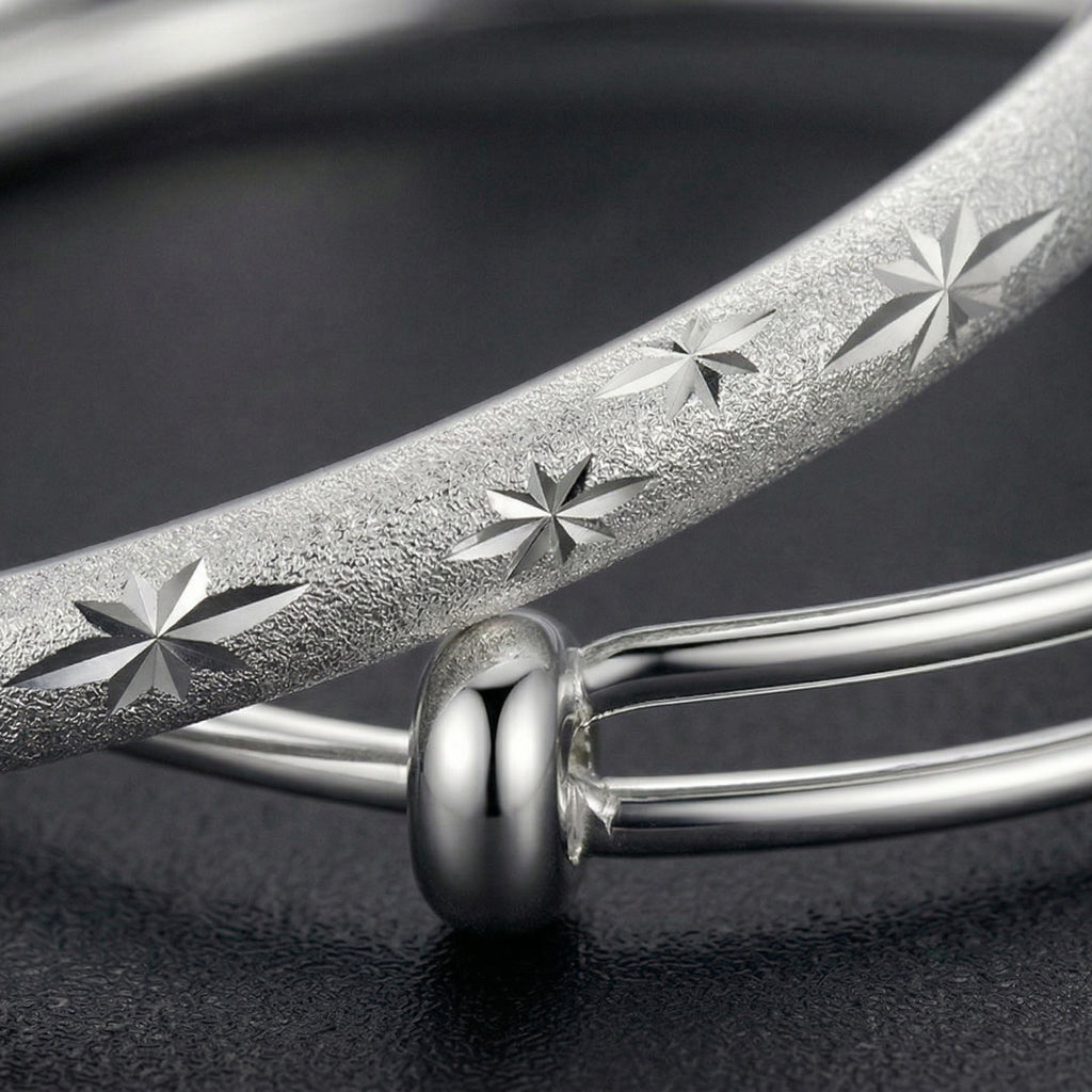 Minimalist Textured Silver-Tone Bangle