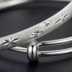 Minimalist Textured Silver-Tone Bangle