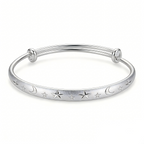 Celestial Star and Moon Engraved Bangle
