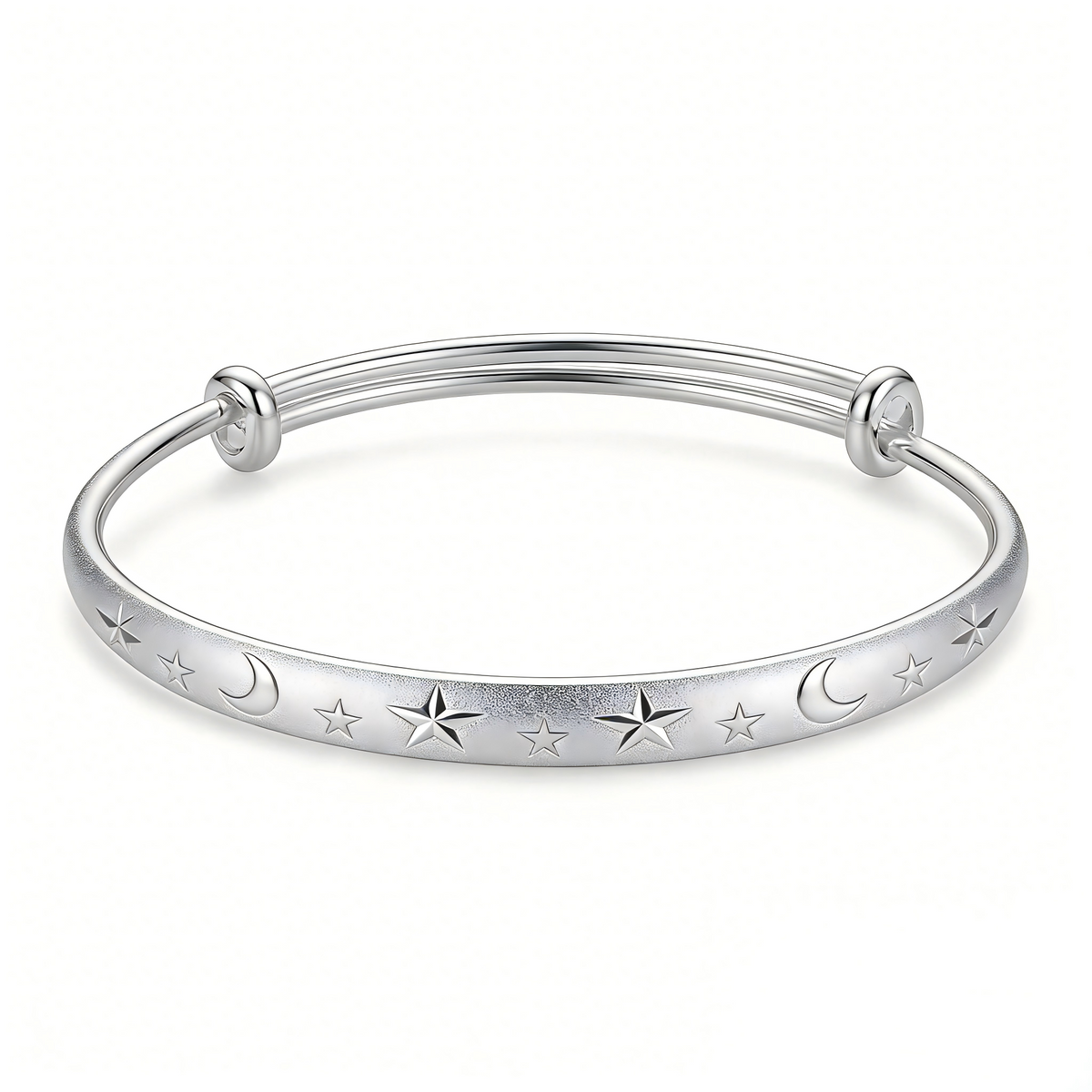 Celestial Star and Moon Engraved Bangle