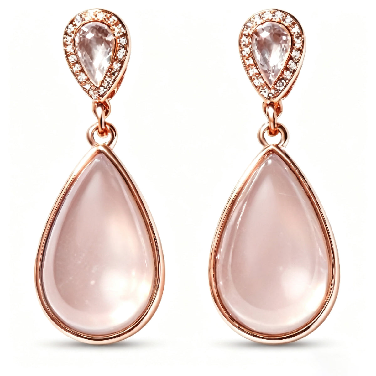 Blush Pink Cabochon Teardrop Earrings