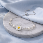 Daisy Pearl Layered Adjustable Bracelet