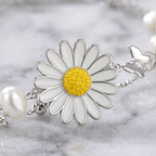 Daisy Pearl Layered Adjustable Bracelet