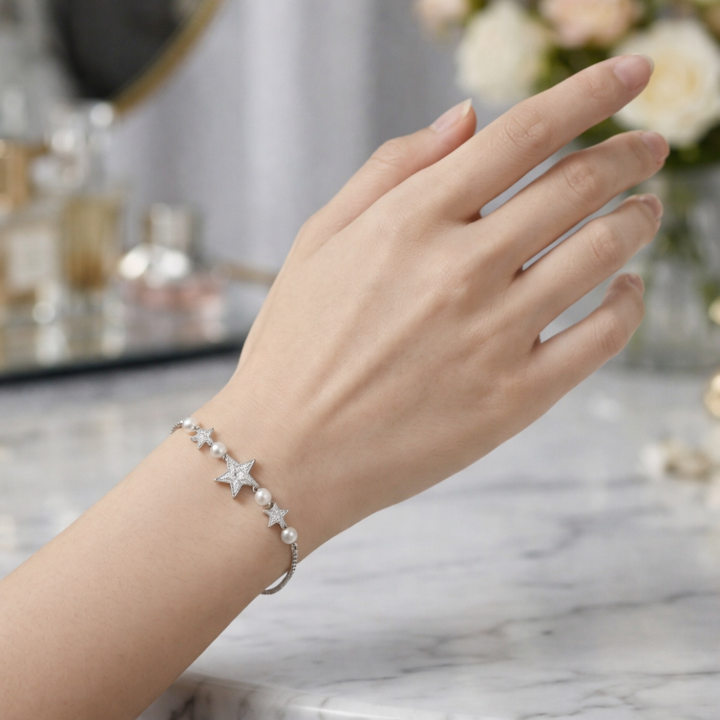 Triple Star Pearl Bracelet